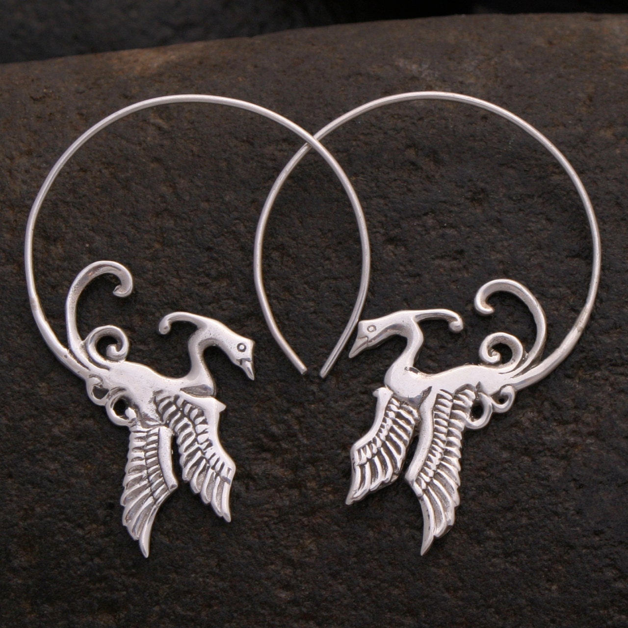 Phoenix hoops - sterling silver