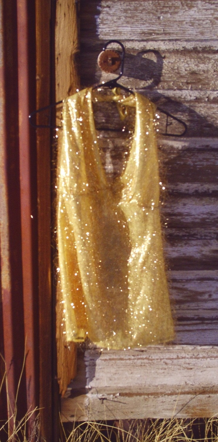 Gold Tinsel Halter Top Size 32 to 40 B-C