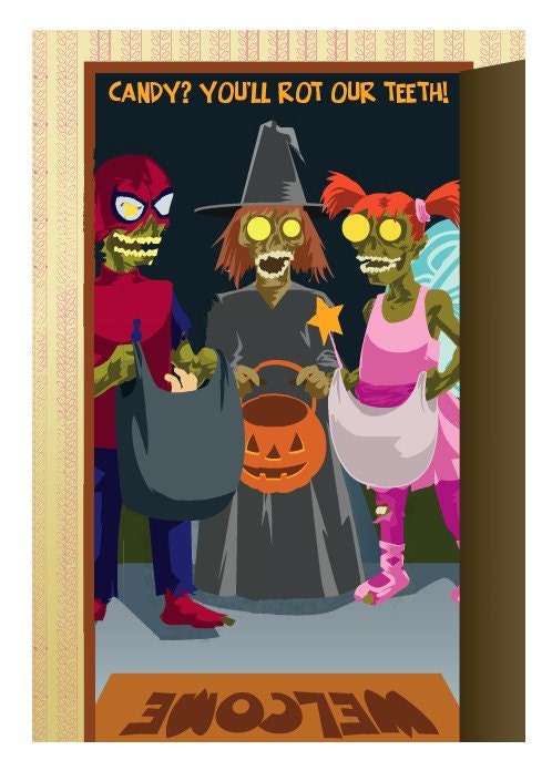 Zombie Halloween Geeky Greeting Card