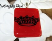 WBN Red Queen, King Crown Stained Glass Necklace WickedBadNaughty Glass