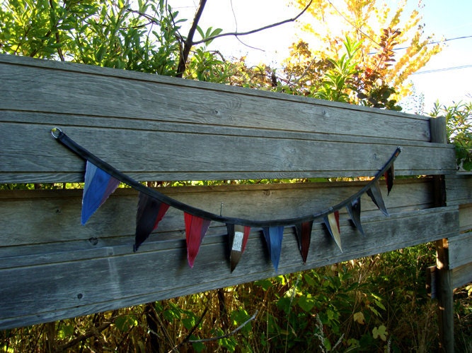 Eco friendly garland made with a bike inner tube and recycled seat belt straps