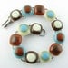 Fused Glass Bracelet in Turquoise, Caramel, Ivory & Brown