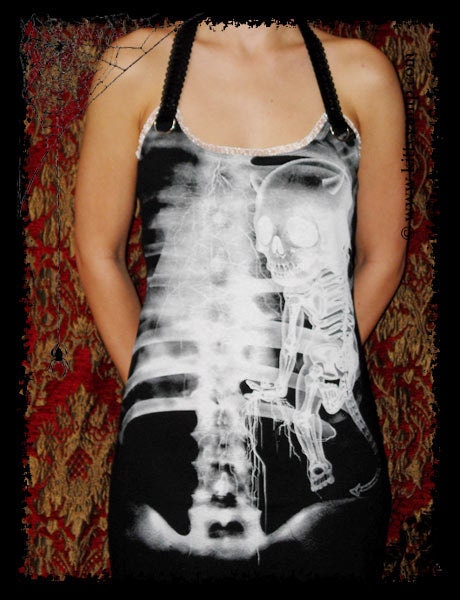 Demon Inside Skeleton Halloween Tunic Top Halter shirt S M L XL