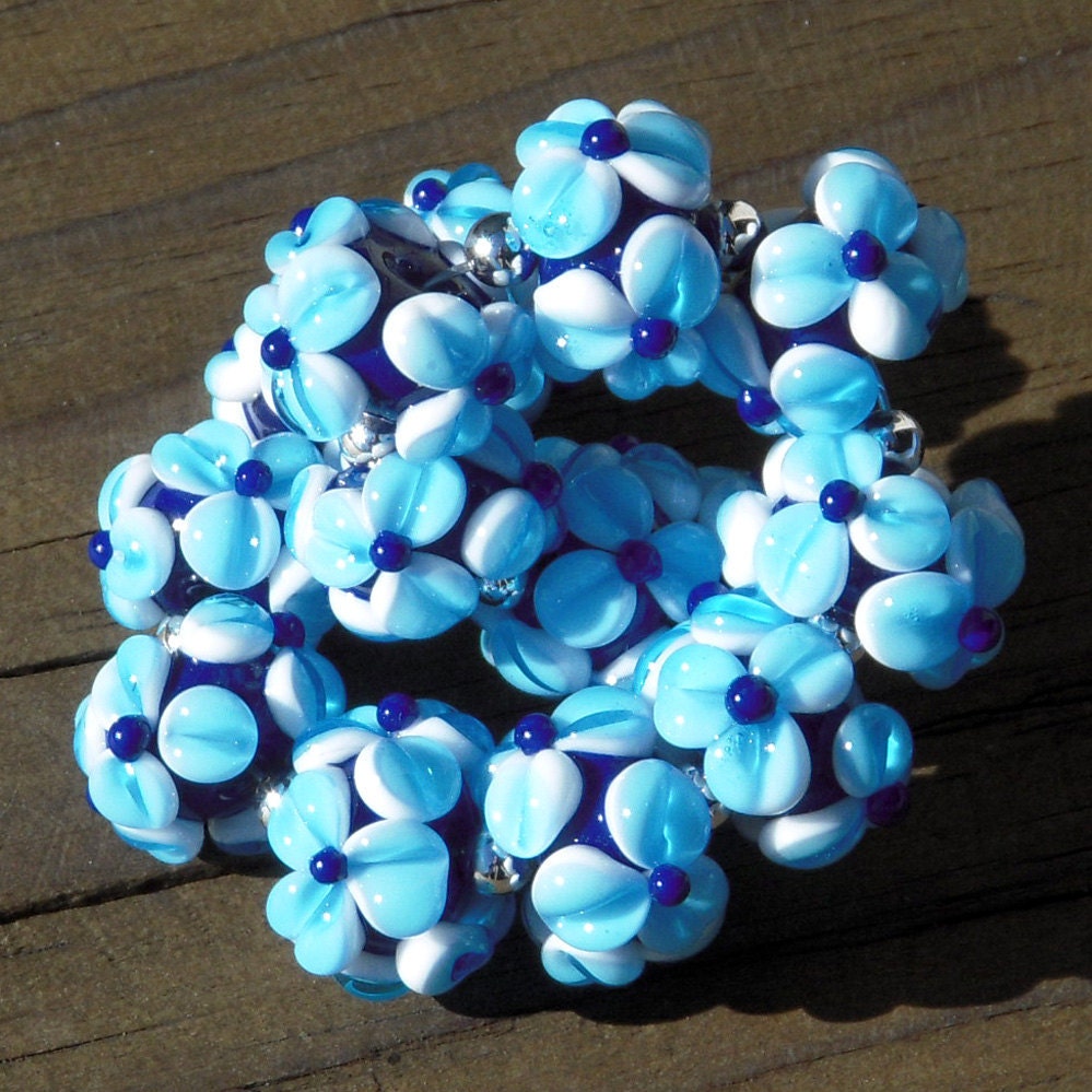 Handmade lampwork beads...Blueberry Patch