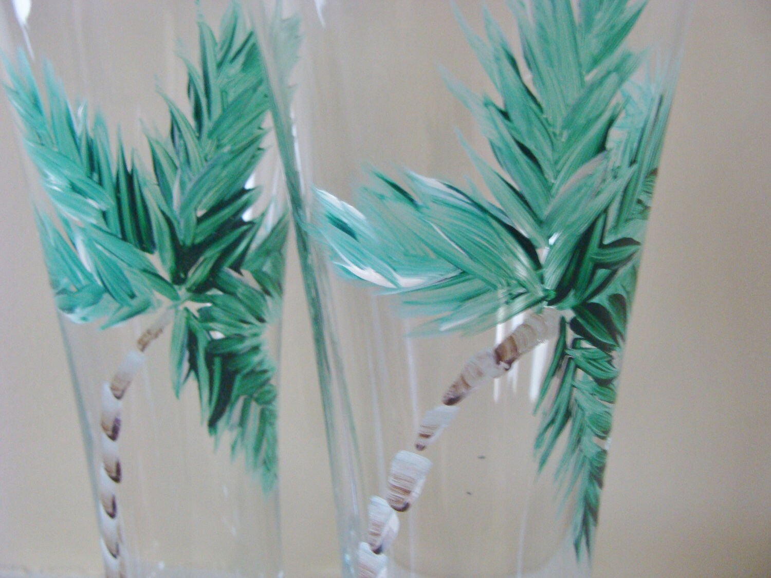 Items similar to Palm Tree Pilsner Beer Glasses Hand Painted on Etsy