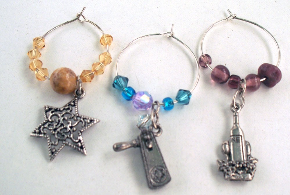 Jewish Wine Charms - Set of 10 - for Jacqueline