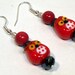 Red Owl Glass Beaded Earrings