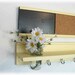 WOOD Wall Shelf Cork & Blackboard Bulletin Board Message Center Hooks Country Buttery Yellow Color