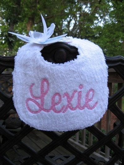 Pretty in Pink Dot Chenille Custom Monogram Infant Bib - Julianne Originals