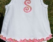 PAISLEY  Custom Monogram Rouched Ruffle Romper 3m to 24m