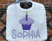 Lavender Gingham 1st Birthday Custom Monogram Toddler Bib - Julianne Originals