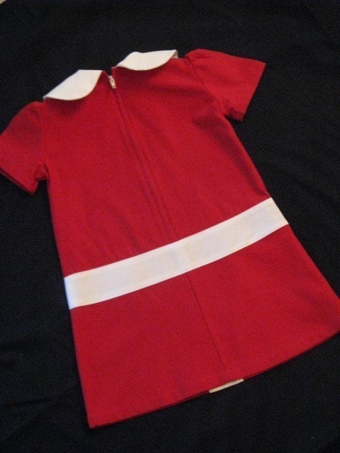 Retro 1960's style  Lauren.. red and white dress-children clothing