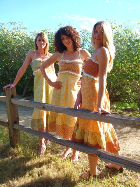 Cotton Hippie Dress Eyelet Lace Ribbon Handmade Earthy Country Prairie by elyse SIGNATURES