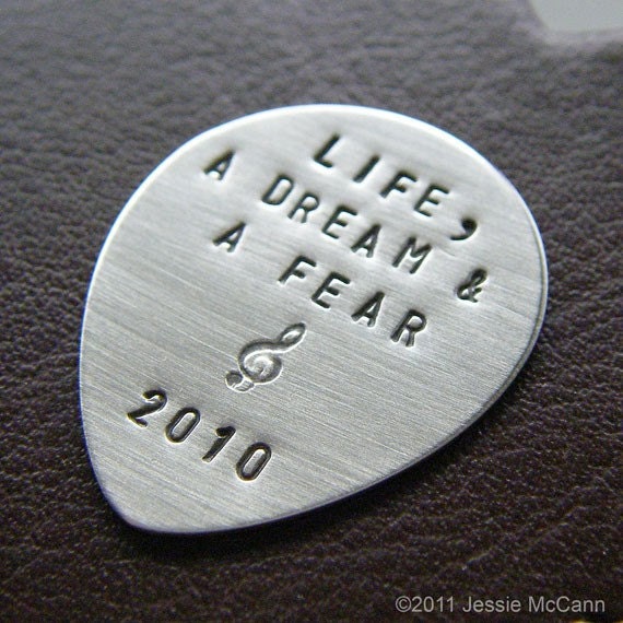Custom Guitar Pick - Personalized Hand Stamped Sterling Silver Pick - Perfect Gift for Father's Day