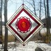 Victorian Ruby Lace stained glass panel Love