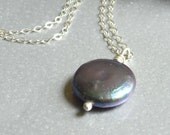 Mermaid - A Designer Peacock Pearl and Sterling Silver Necklace