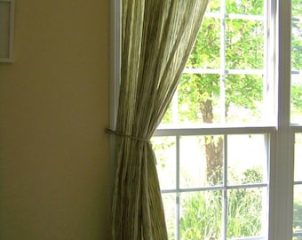Custom Drapery Curtain Panel Pair SEAWEED Seagrass Bamboo Print Special Price