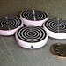 Vintage 1960s Pink Circle with Black Lucite Plastic Beads (B122)