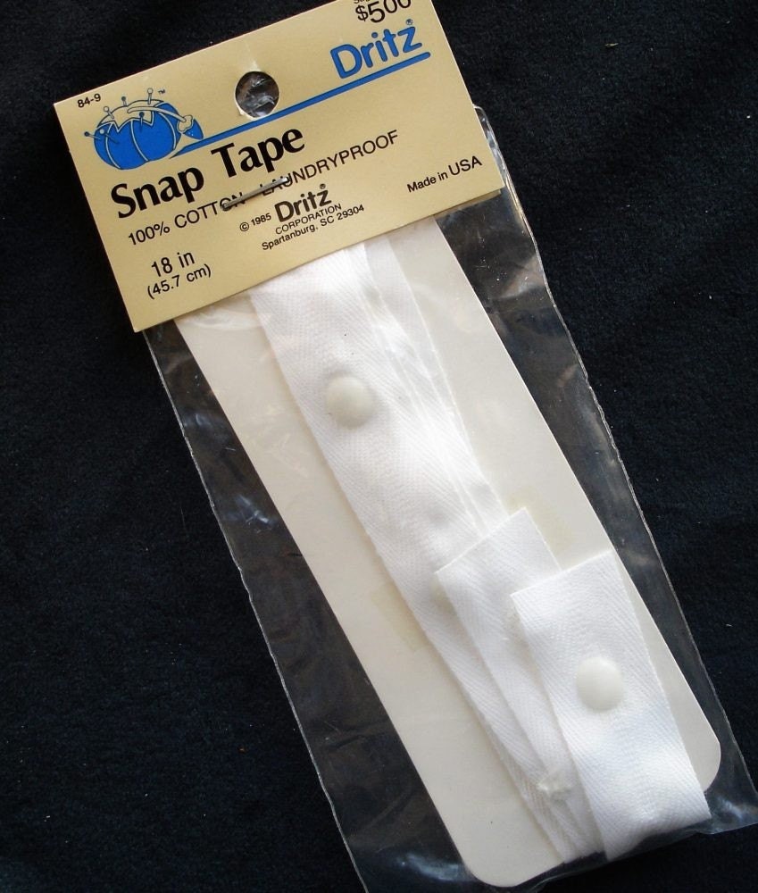 Snap Tape Plastic Snaps on Cotton 18 Inches New in by JustAnn