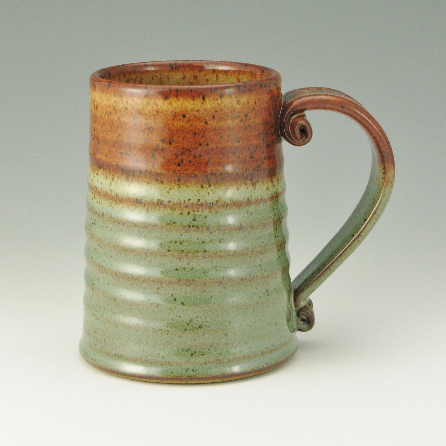 Beer Stein, Männlich20 Tankard, 20 Ounce Mug, Honey Brown and Sage Green - Ready To Ship