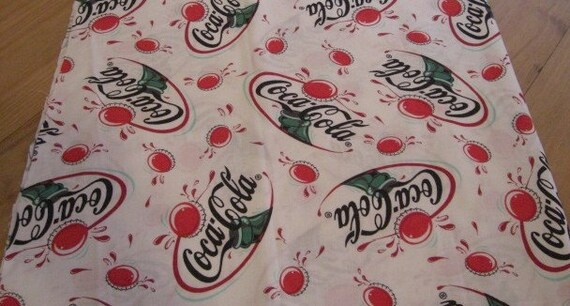 Coca+Cola+Fabric+By+The+Yard Coca Cola Cotton Fabric Spectrix Fabrics Vintage by Debrasgoods