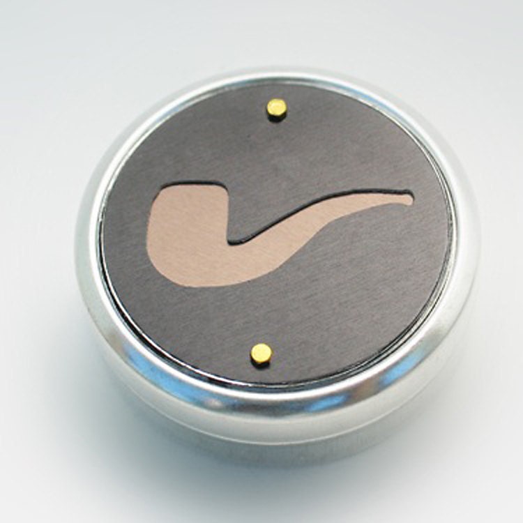 Metal Pillbox / Tin / Container with Anodized Aluminum Design - This is Not A Pipe