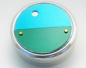 Metal Pillbox / Tin / Container with Anodized Aluminum Design - Horizon & Sun