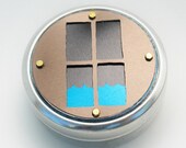 Metal Pillbox / Tin / Container with Anodized Aluminum Design - Water in the Window
