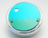 Metal Pillbox / Tin / Container with Anodized Aluminum Design - Jagged Grass