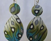 Organic Earrings Alpha polymer clay and sterling silver