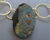 Geometric Necklace Alpha polymer clay and brass