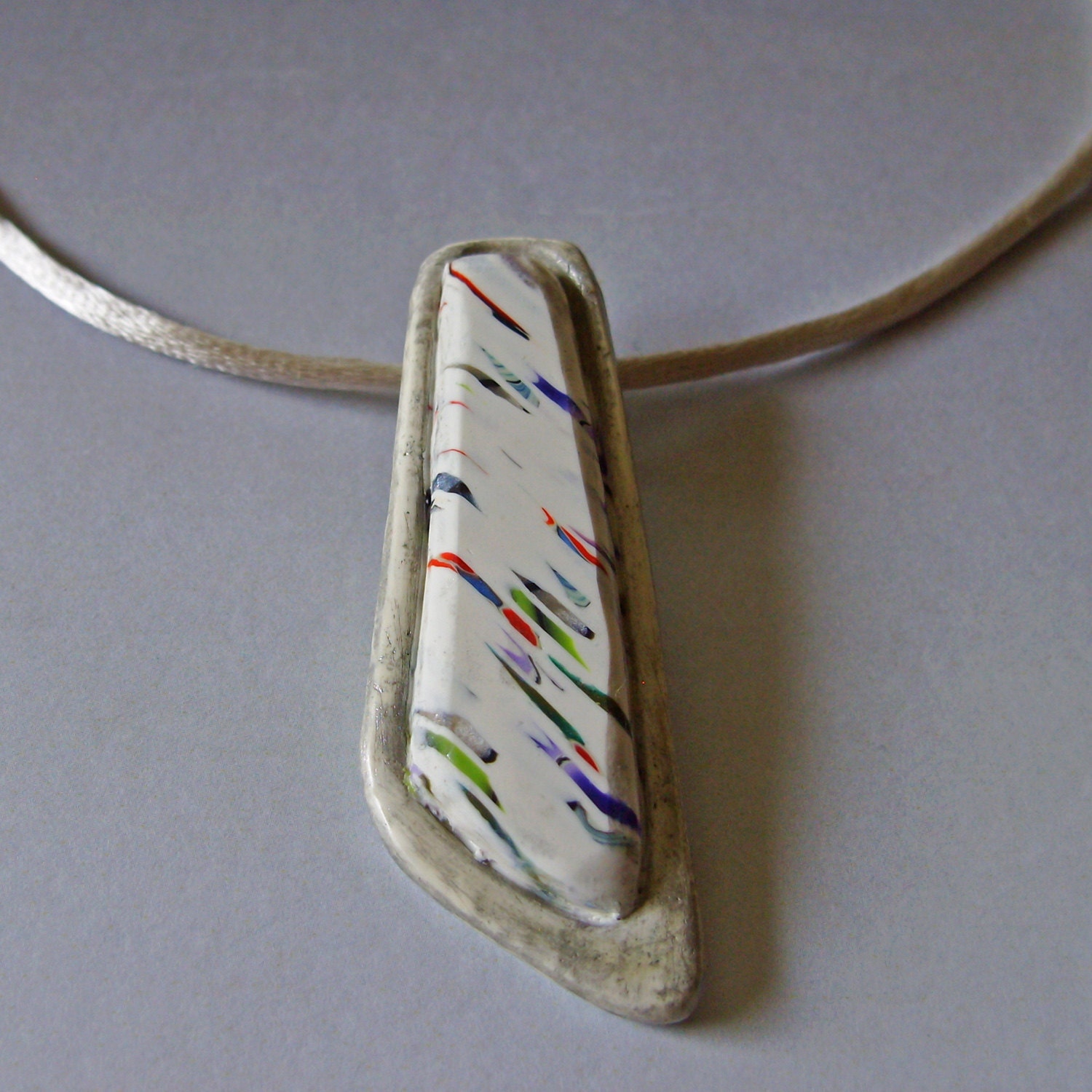Barbara Necklace Beta polymer clay and satin and sterling silver