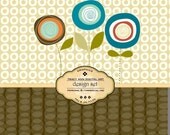 Clipart and Digital Paper Digital Design Set Paper and Clip Art for invites, card making, digital scrapbooking - Bold Bloom 1