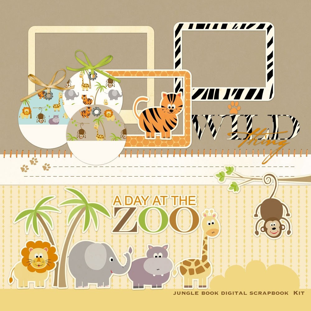 Jungle Book Digital Scrapbook Kit Instant by TracyAnnDigitalArt