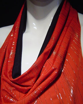 Red & Gold Pin-Striped Halter Top