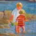 Original Miniature Acrylic Painting - Boys Playing on the Beach