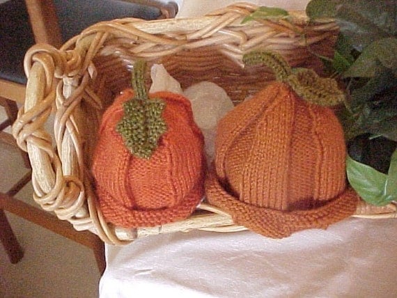 Pumpkin Hat Knitted  Five sizes available NB to 4 yrs  Fall Photography Prop