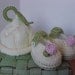 Hat and Bootie Set Knitted Ivory Pixie Hat with Pink Rosette Booties NB to 12 mo sizes Adorable photography prop by cmu55