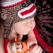 Sock Monkey Hat,  Boy's or Girl's Crochet Sock Monkey Hat with earflaps, Newborn to 24 months sizes