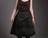MASQ steampunk lolita brown hand painted legs skirt. Sizes L to XXL