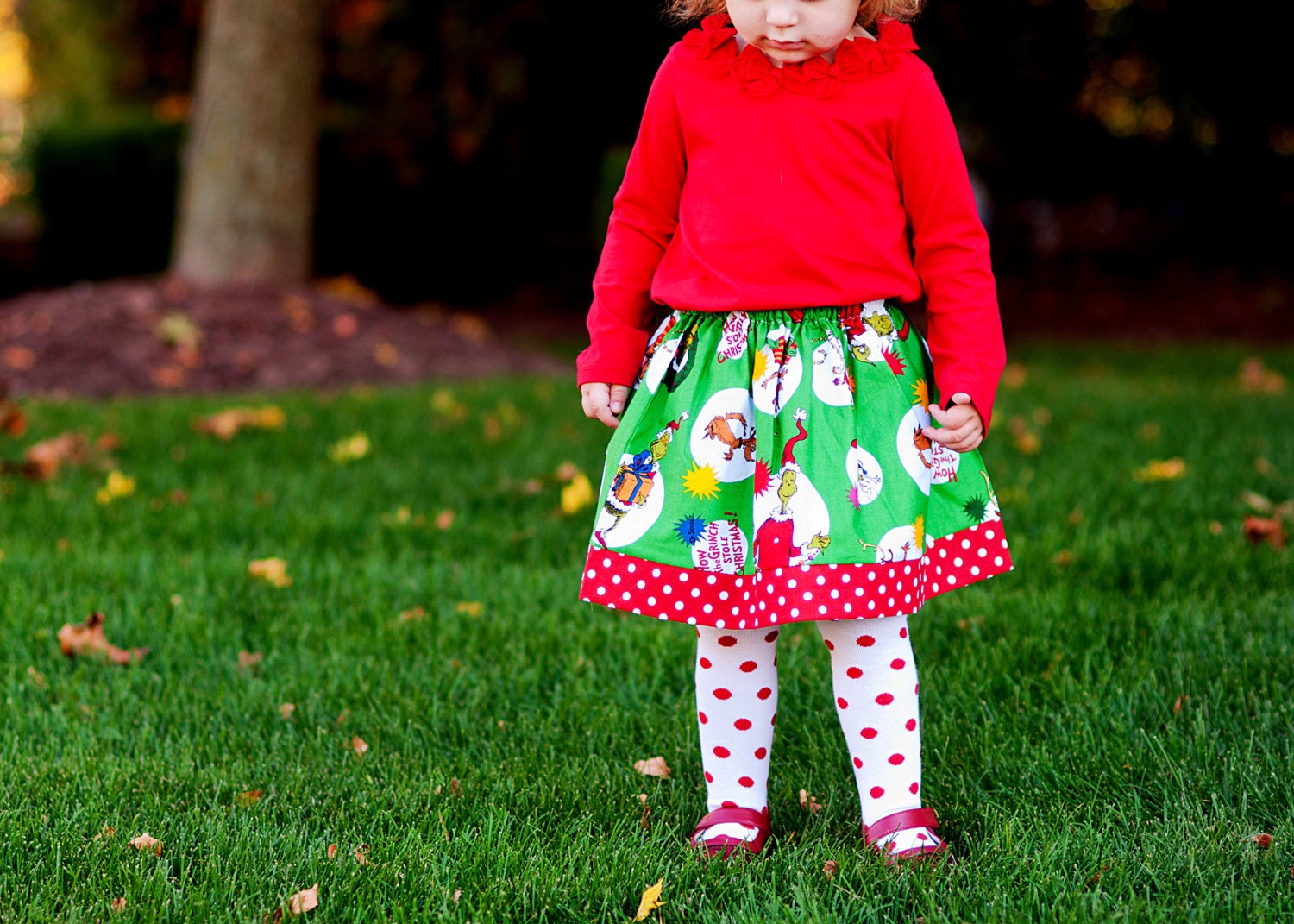Christmas Twirl Skirt GRINCH Holiday Dr Seuss toddler girl dress