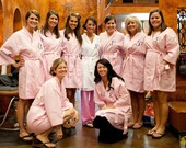 Set of 9 personalized waffle weaved robes...Great bridesmaids gift.