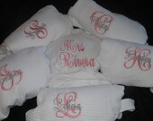 Monogrammed Bridesmaid Robes Set of 7.  Great Gift ..Bride robe with backside embroidery