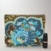 Divided Cosmetic Bag- 2 Compartments - Amy Butler Gothic Rose in Turquoise