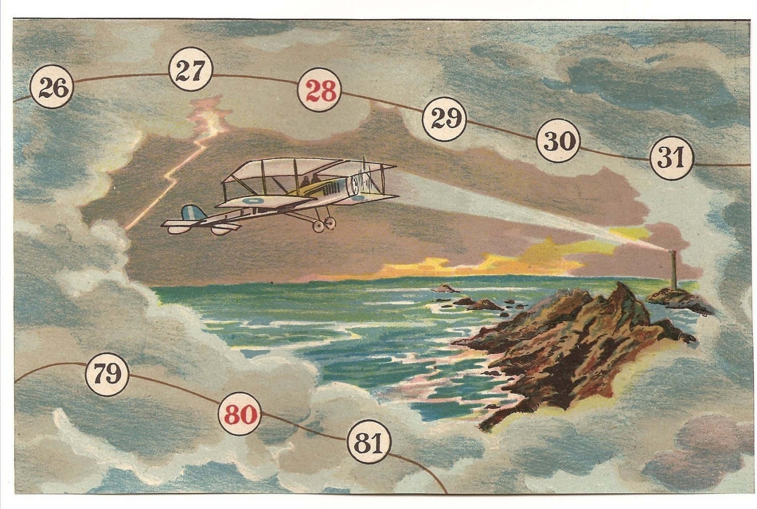 1900s French Game PRINT AVIATION - AIRPLANES... Awesome early 1900s French game board print