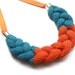 Cotton Braid Necklace - Turquoise and Orange (Free UK Shipping)
