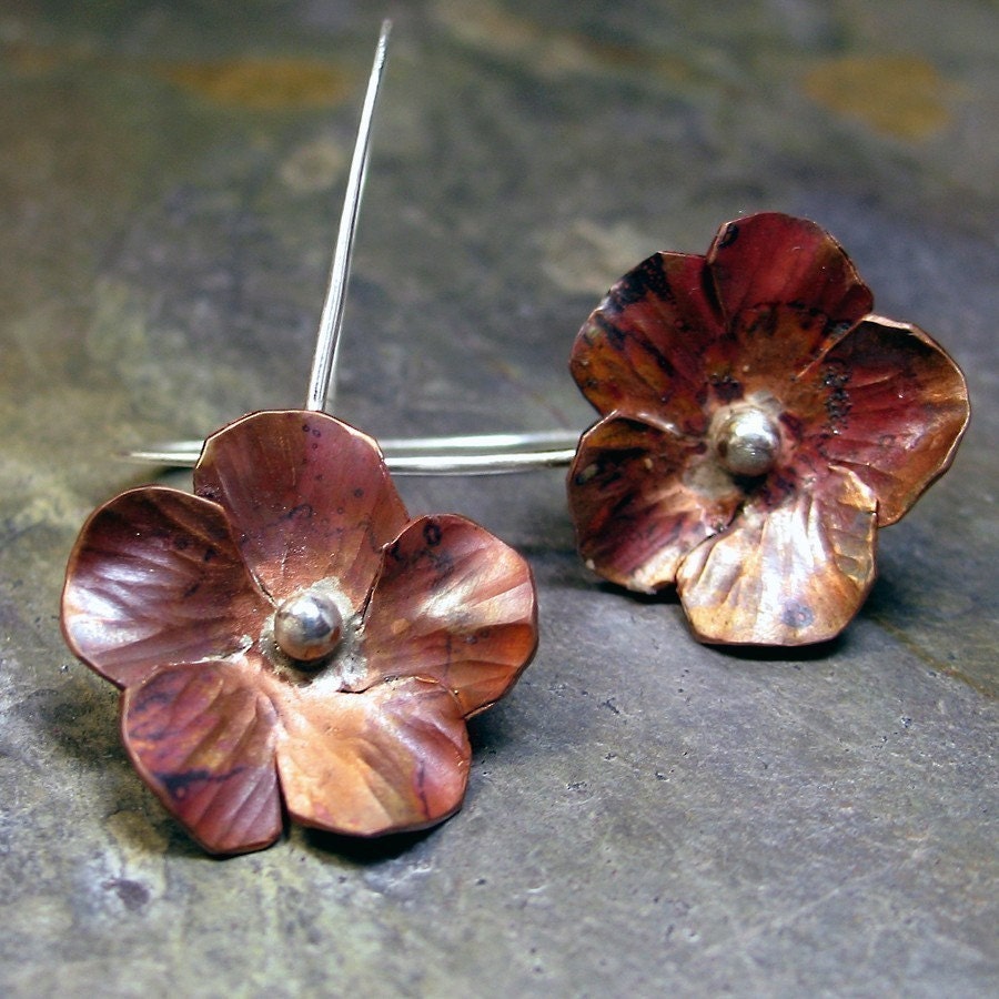 Copper flower earrings - Autumnflower