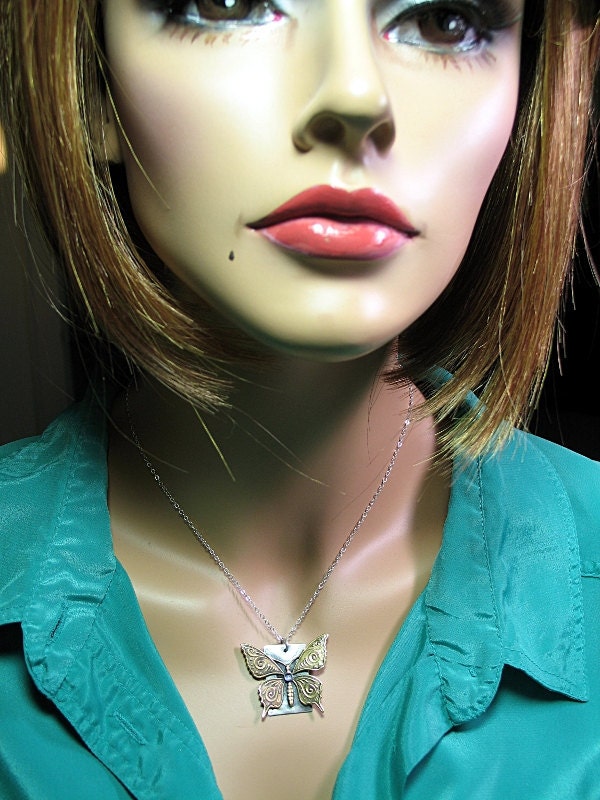 Butterfly Necklace Pendant with Iolite - Butterfly Dance
