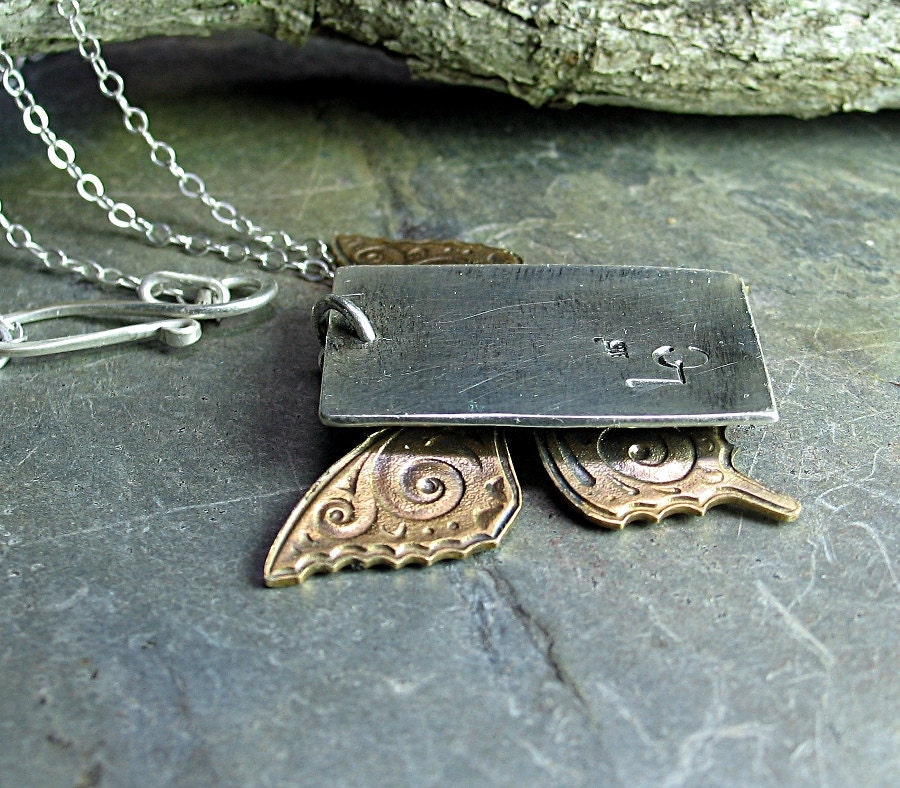 Butterfly Necklace Pendant with Iolite - Butterfly Dance