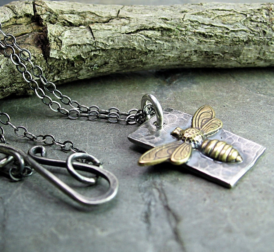 Bee Pendant Sterling Silver and Brass - Bee My Honey